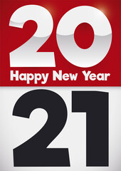 Loose-leaf Calendar and Greeting for a Happy New Year 2021, Vector Illustration