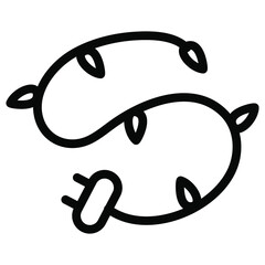 Garland line icon isolated on white background. Letter C with Christmas bulbs. Stock vector illustration in doodle style. For the design of postcards, icons, pictograms, logos.