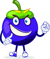 crazy funny mango Steen character giving you an idea with confidence