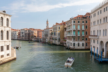 Fototapeta na wymiar Panoramic view of Grand Canal (Canal Grande) from Rialto Bridge