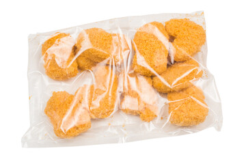 Packaging nuggets on a white background.