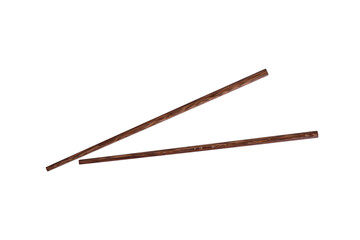 Close-Up Of Wooden Chopsticks Over isolated on White Background with clipping paths.