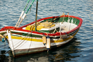 Fototapeta na wymiar Old Boat Colourfull Fishingboat in Estepona Spain