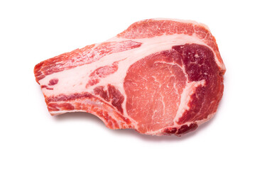Raw pork isolated on white background.