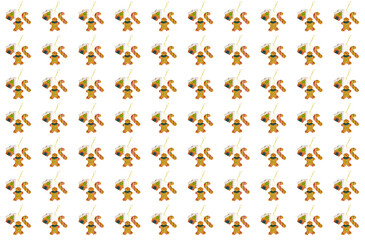 Christmas gingerbread pattern on white