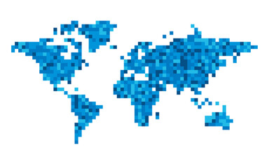 World map blue mosaic