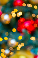 Beautiful bokeh effect. Blurred bright festive Christmas background.