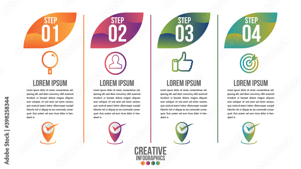 Poster infographic modern timeline design vector template for business with 4 steps or options illustrate a