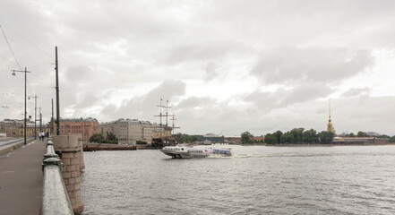 Fototapeta premium View of the Neva from the Troitsky Bridge in Saint Petersburg