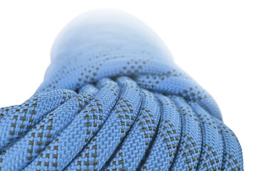 Close up rope abseiling selective focus isolated on white background.