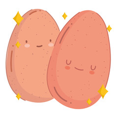 breakfast boiled eggs cute food fresh cartoon on white background