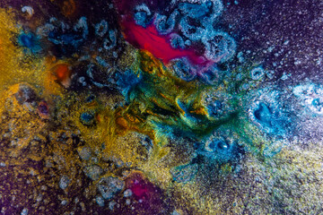 Abstract colorful paint texture close up