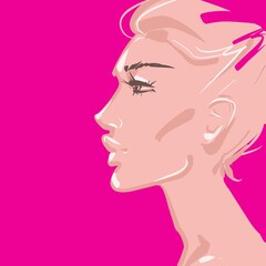 profile picture of a girl bright beautiful stylish for decoration and presentation on a pink background illustration 