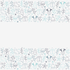 Design of Christmas background with ornaments. Empty Xmas card. Vector