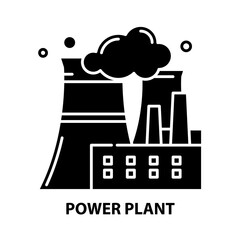 power plant icon, black vector sign with editable strokes, concept illustration