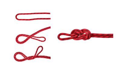 Naklejka premium The process of tying the rope isolated on white background.