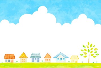 穏やかな街並みのイラスト