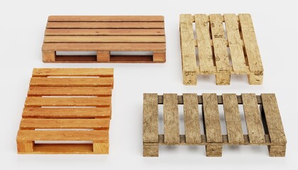 Realistic 3D Render of Pallet Set