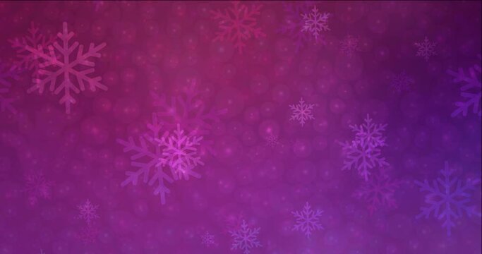 4K looping dark purple, pink video sample in carnival style. Quality abstract video with colorful Christmas symbols. Flicker for video designers. 4096 x 2160, 30 fps.