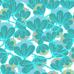 Seamless pattern with a pattern of blue flowers.