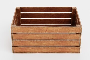 Realistic 3D Render of Wooden Box