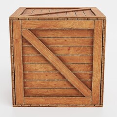 Realistic 3D Render of Wooden Box