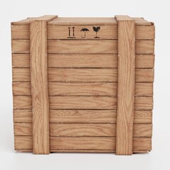 Realistic 3D Render of Wooden Box