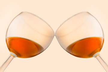 two glasses of cognac or Bourbon, like a sexy woman's Breasts in a corset or evening dress