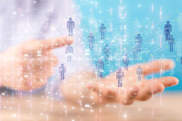 Abstract network of physical devices on the Internet using a network connection with statistics...