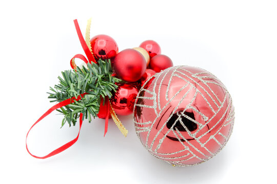 Red Christmas ball isolated on a white background