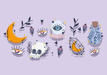 magic skull moon crystal ball eye potion mystery fantansy card