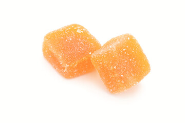 colored marmalade or fruit pastes isolated on white background