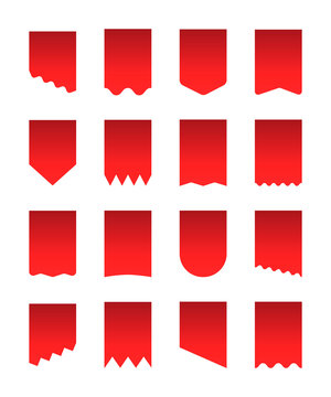 Pennant flag set Vvennon template for advertisement. Discount flyer, stickers, canvas. Heraldic pennant icons isolated