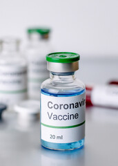  coronavirus covid-19 vaccine in vaccine bottle, doctor in the laboratory with a biological tube for analysis and sampling of Covid-19 infectious ,covid concept