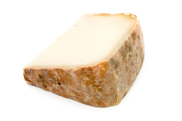 Traditional Basque sheep's milk cheese on white background