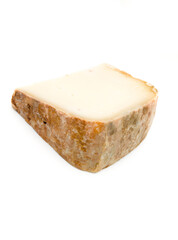 Traditional Basque sheep's milk cheese on white background