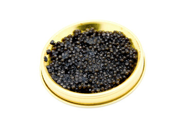 caviar jar in front of white background