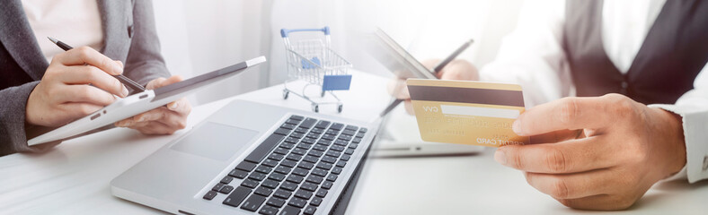 Searching Browsing Internet Data Information with blank search bar.businessman working with smart...