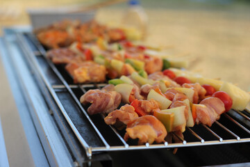 Sensitive focus BBQ grilled on the stove and Very tasty.