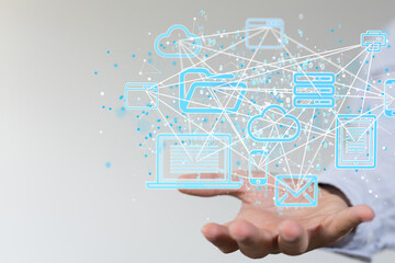 Cloud computing concept.Abstract cloud connection technology background.