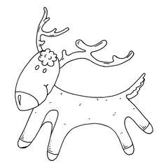 Deer. Vector illustration of a Christmas deer. Hand drawn deer.