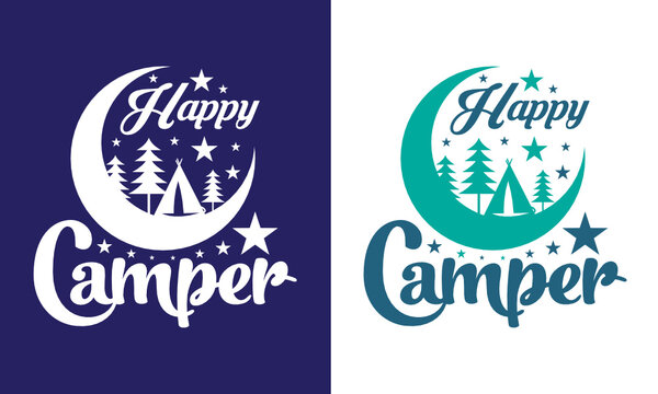 Happy Camper SVG Cut File | Camping Day T-shirt Design