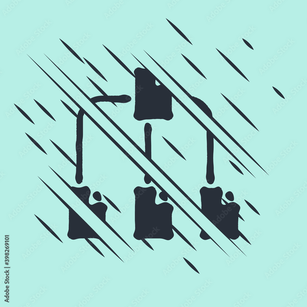 Aufkleber black folder tree icon isolated on green background. computer network file folder organization struc