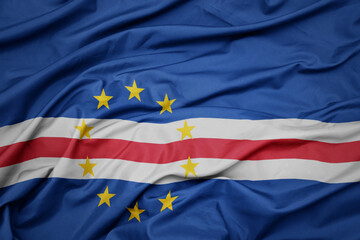waving colorful national flag of cape verde.