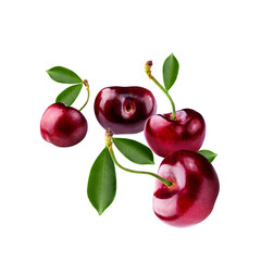 Fresh Sweet cherries isolated on white background.