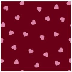 seamless pattern with Valentine's Day designs. pink hearts on bright wine background, soaring hearts.Romantic greeting card, invitation, poster design templates.