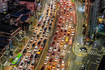 a traffic jam in Seoul