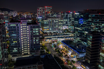 Naklejka premium the night view of Seoul, Seoul IT Center