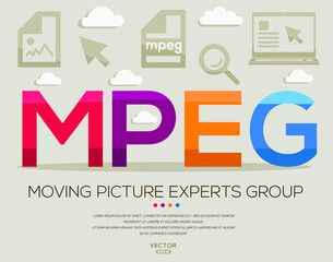MPEG mean (Moving Picture Experts Group) Computer and Internet acronyms ,letters and icons ,Vector illustration.
