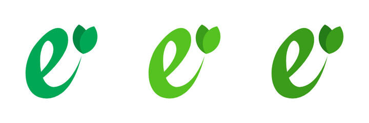 Lowercase E letter and leaf logo design